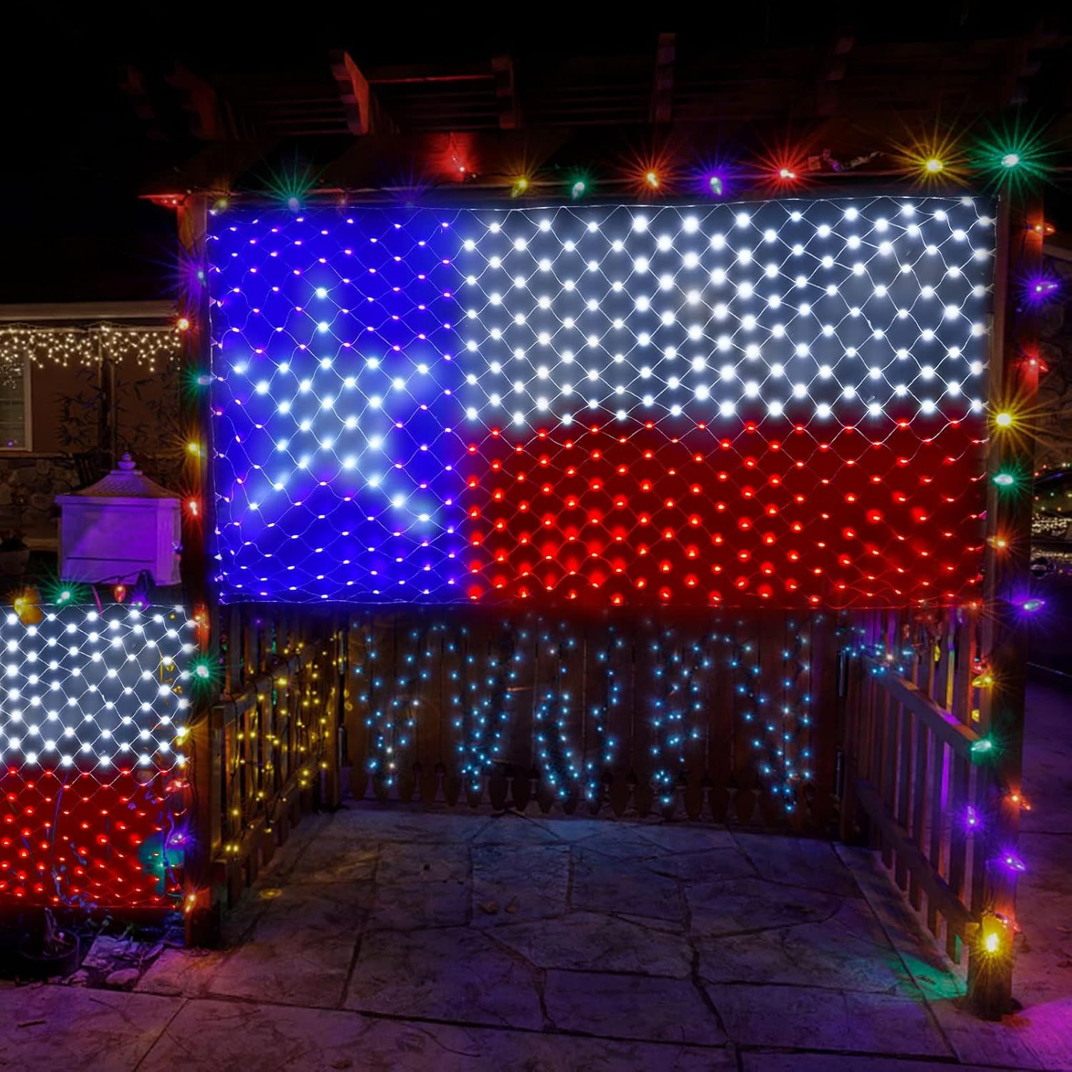 LED Texas Flag Net Lights 6.6ft x 3.3ft Super Bright Waterproof Outdoor Patrioti