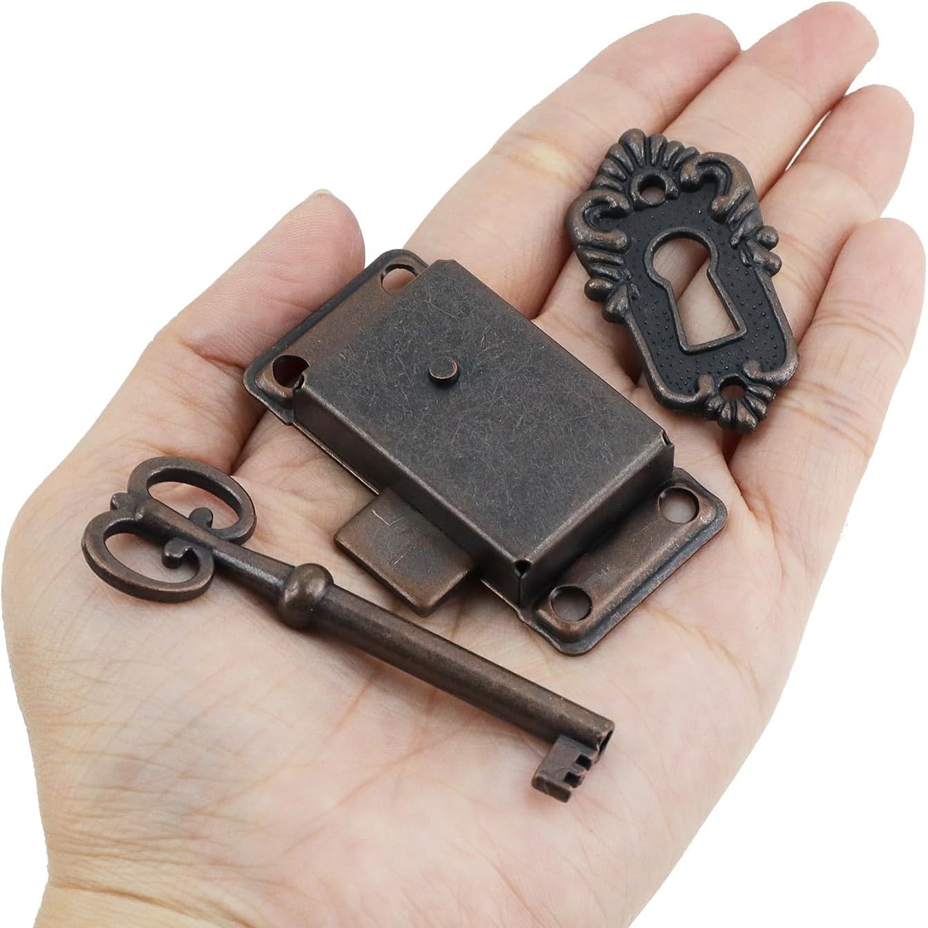 Furniture Locks Vintage Lock for Jewelry Antique Red Bronze Cabinet Locks Old Lo