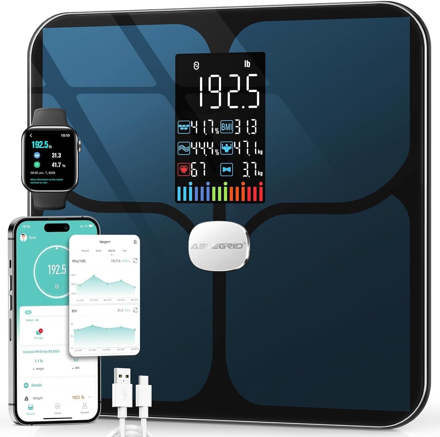Body Fat Scale, Digital Smart Bathroom Scale for Body Weight,