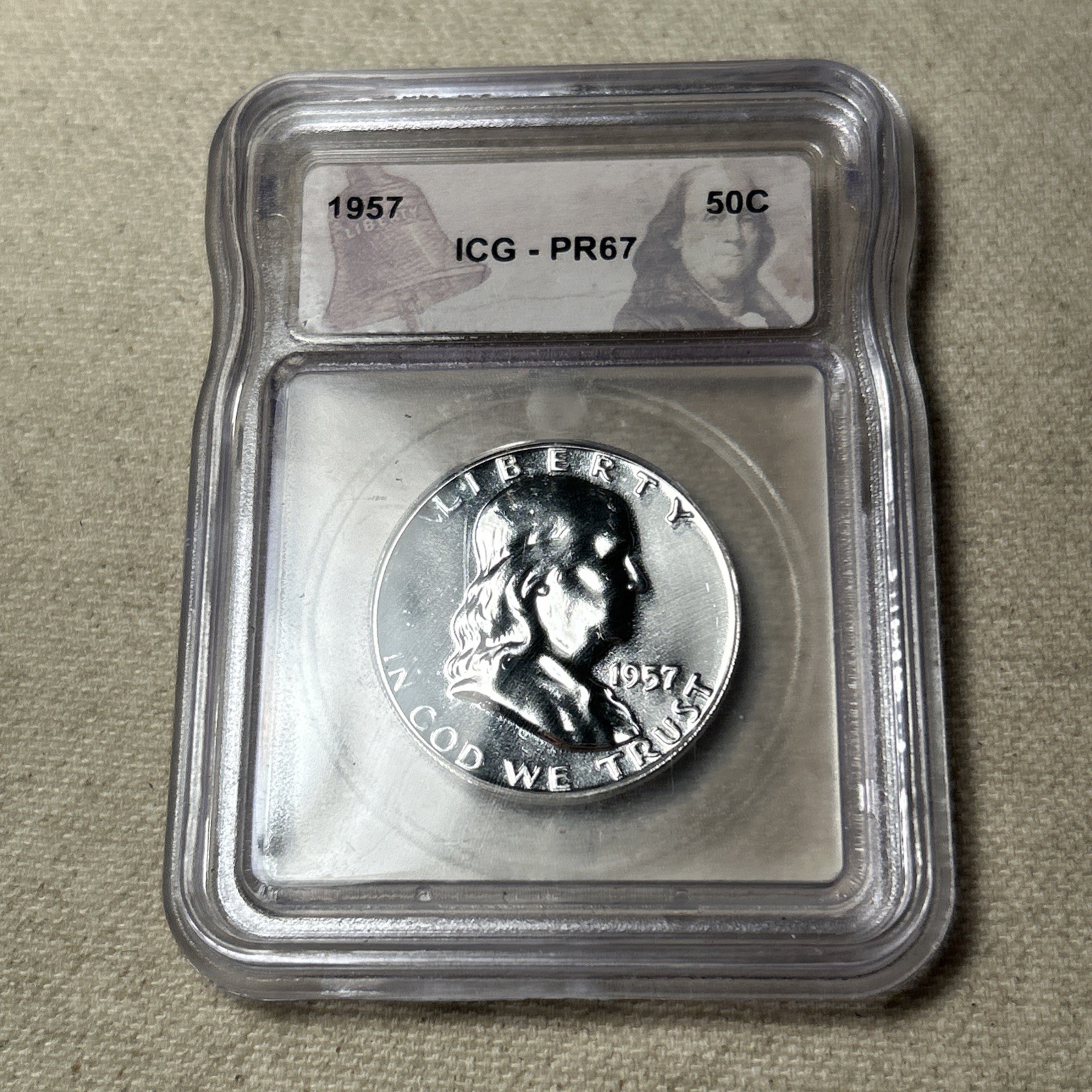 1957 Franklin Half Dollar 50c ICG PR67 C044
