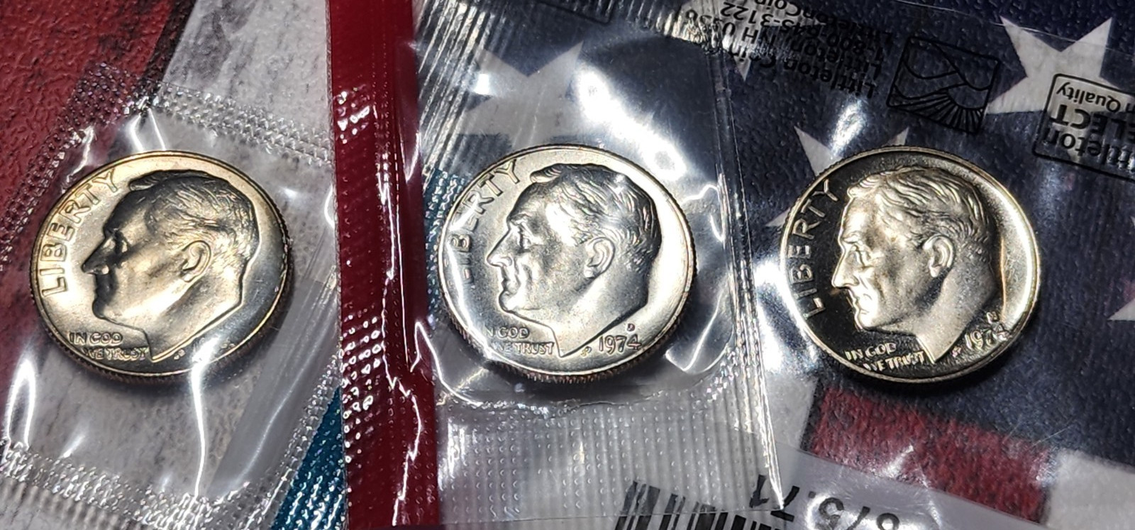 1974 P D BU Roosevelts + S Proof in Littleton Cello- 3 Coin lot "FREE SHIPPING"