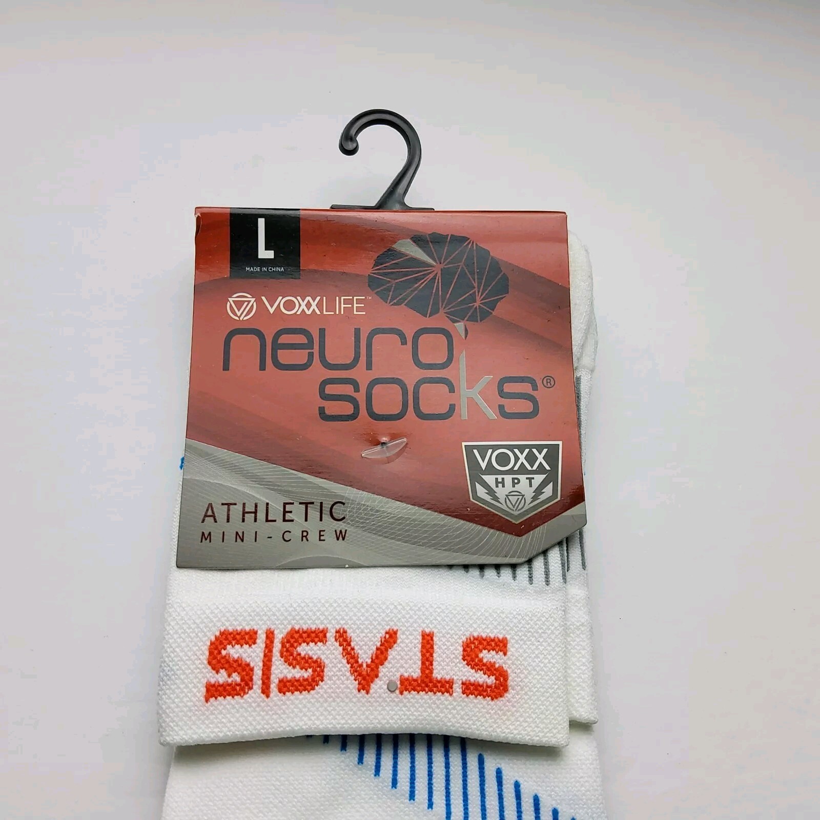 Voxx Life Stasis Neuro Socks Athletic Mini Crew White Size L (Men's 9.5-12.5)