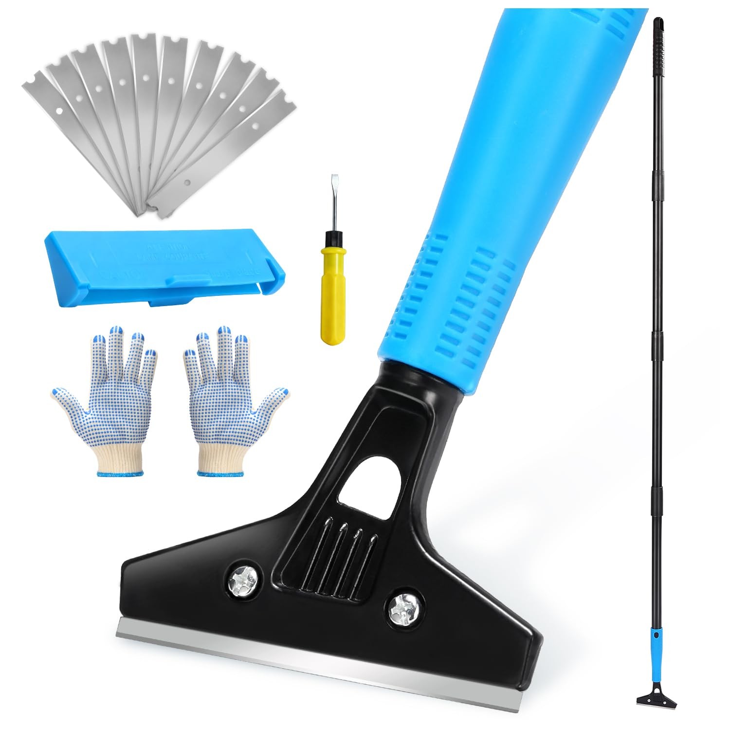 2 Pack Heavy Duty Adjustable Floor Scraper | 872" Extendable Long Handle 4 Inch