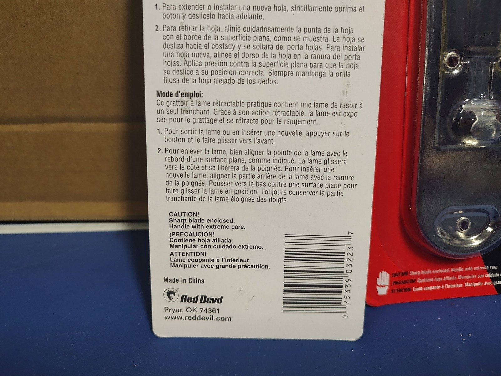RED DEVIL Retractable Razor Blade Scraper Paint Stickers Glass 3223 - 3 PACK