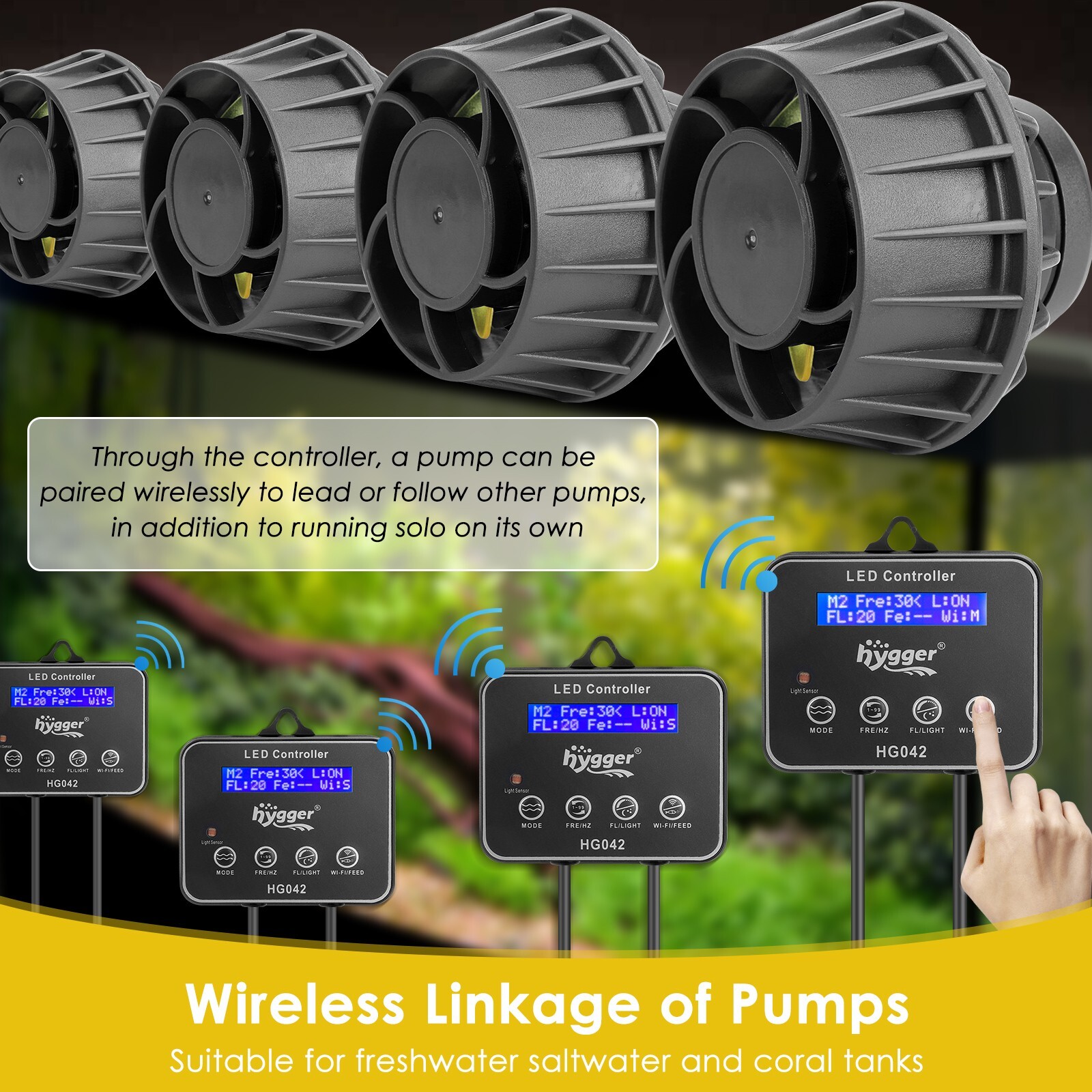 hygger Aquarium Inverter Wavemaker Pump LED Controller DC 24V Power Head