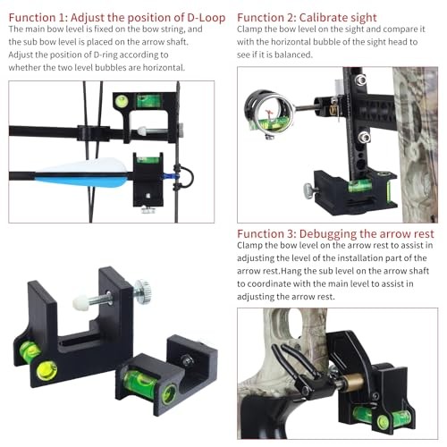 Bow Square Level Kit 2 Pack - Archery Bow String Level Turning Kit, T Black