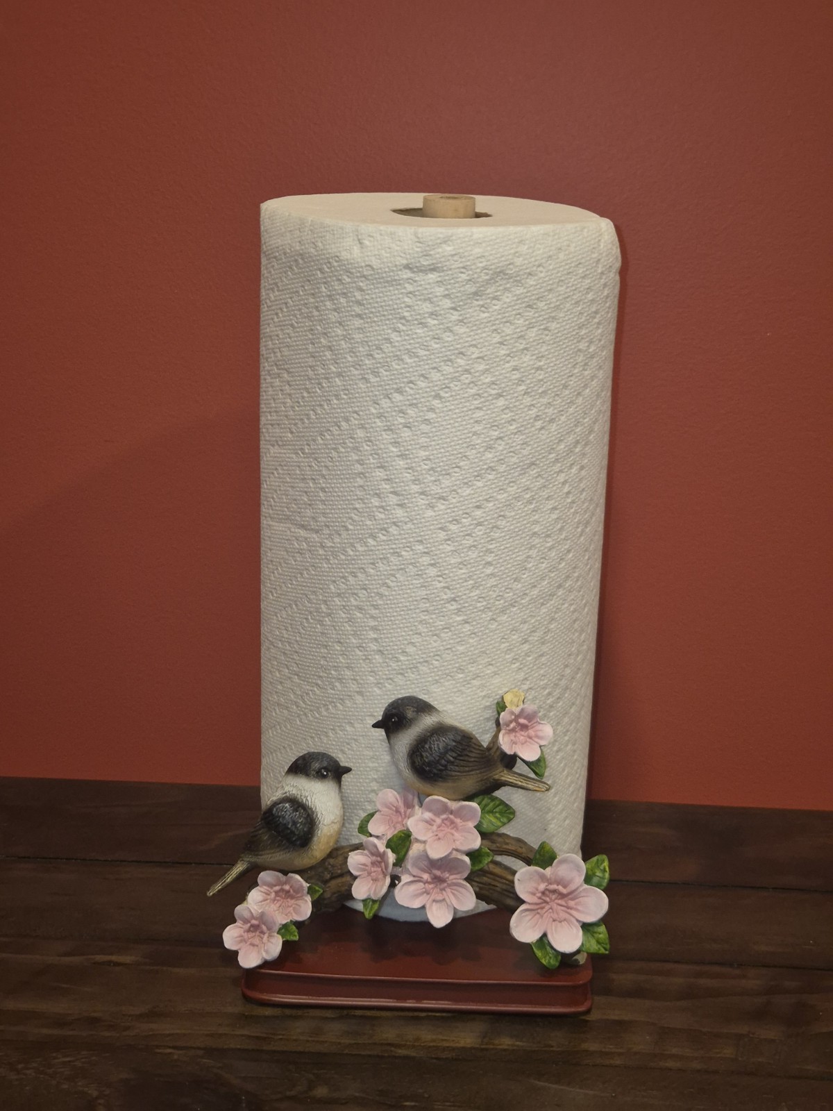 Birds and Flowers on Branch Decorative Paper Towel Holder