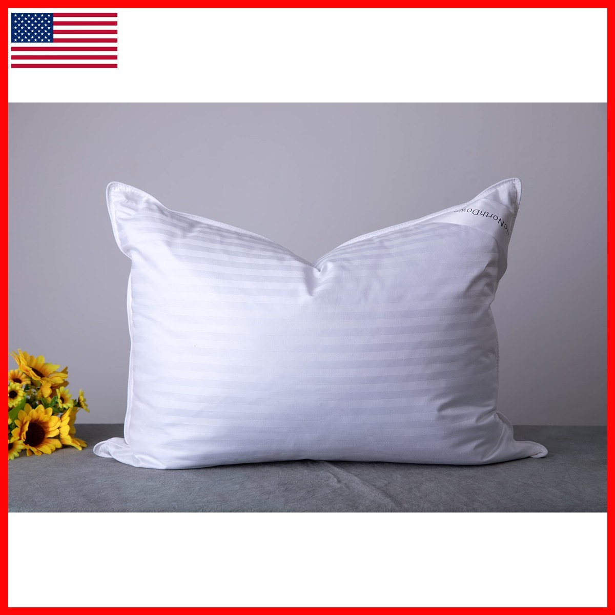 ArcticNorthDown Standard Goose Down Feather Hotel Collection Pillow Stripe White