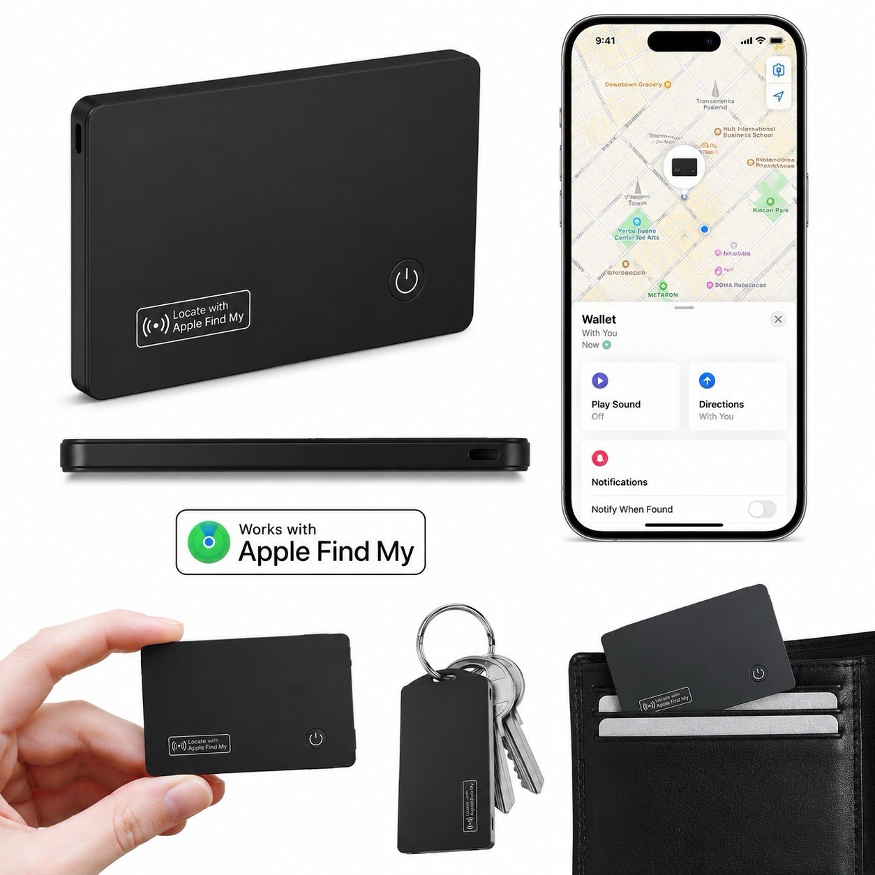Bluetooth Find My Wallet Tracker Card – Works with Apple Find My