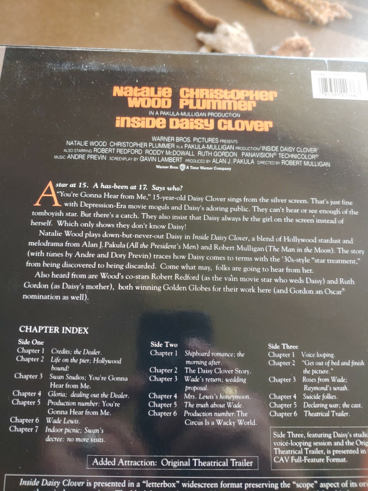 Inside Daisy Clover Widescreen Laserdisc Natalie Wood VG Condition