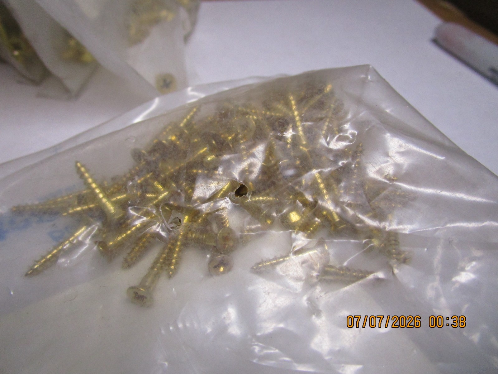 #4-22 x 5/8" Flat Head Phillips Sharp Pt Plain Finish Brass Wood Screw QTY 100