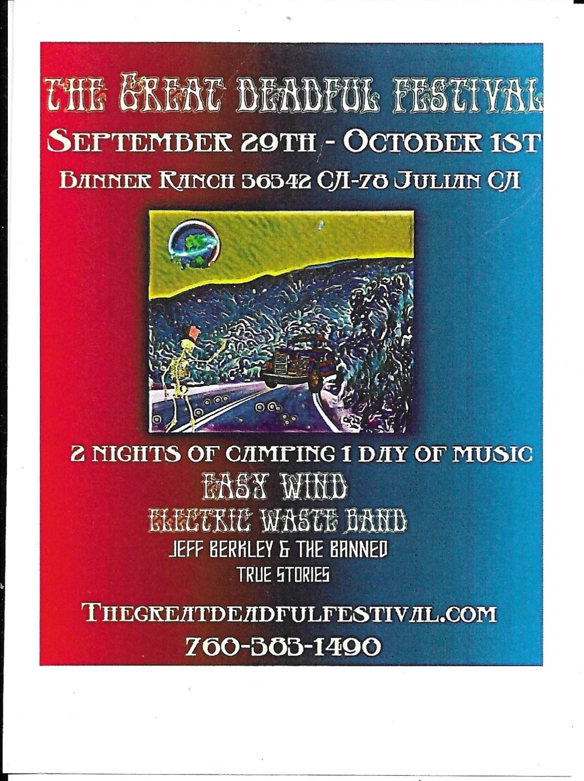 The Great Deadful Festival flyer Sep. 29-Oct. 1 Banner Ranch Julian Easy Wind