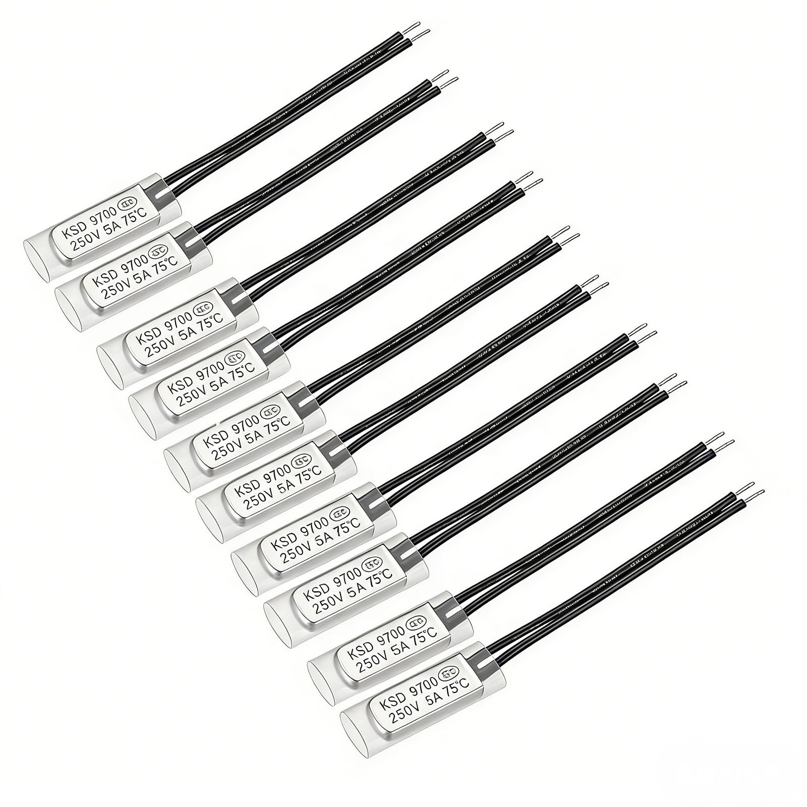 10 x KSD9700 75C N.C Bimetal Temperature Switch Thermal Protector 250V 5A