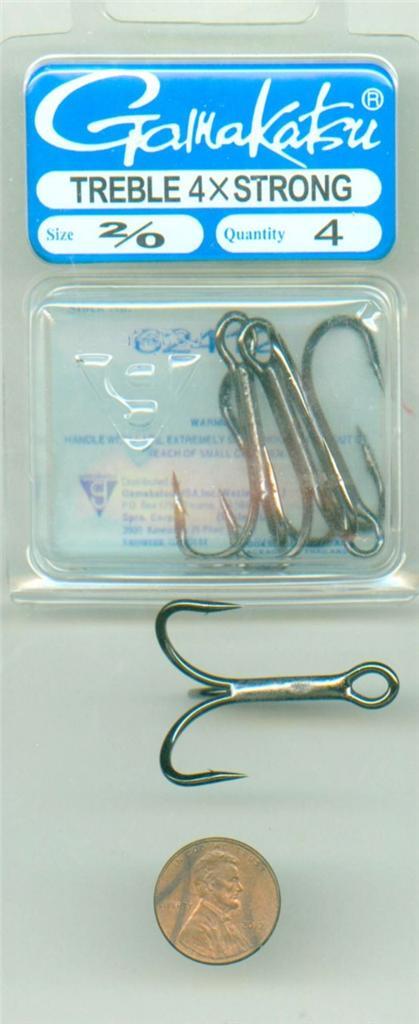 GAMAKATSU 4X STRONG 2/0 TREBLE HOOKS  LIVE BAIT BUNKER/ STINGERS LURE REPLACEMEN