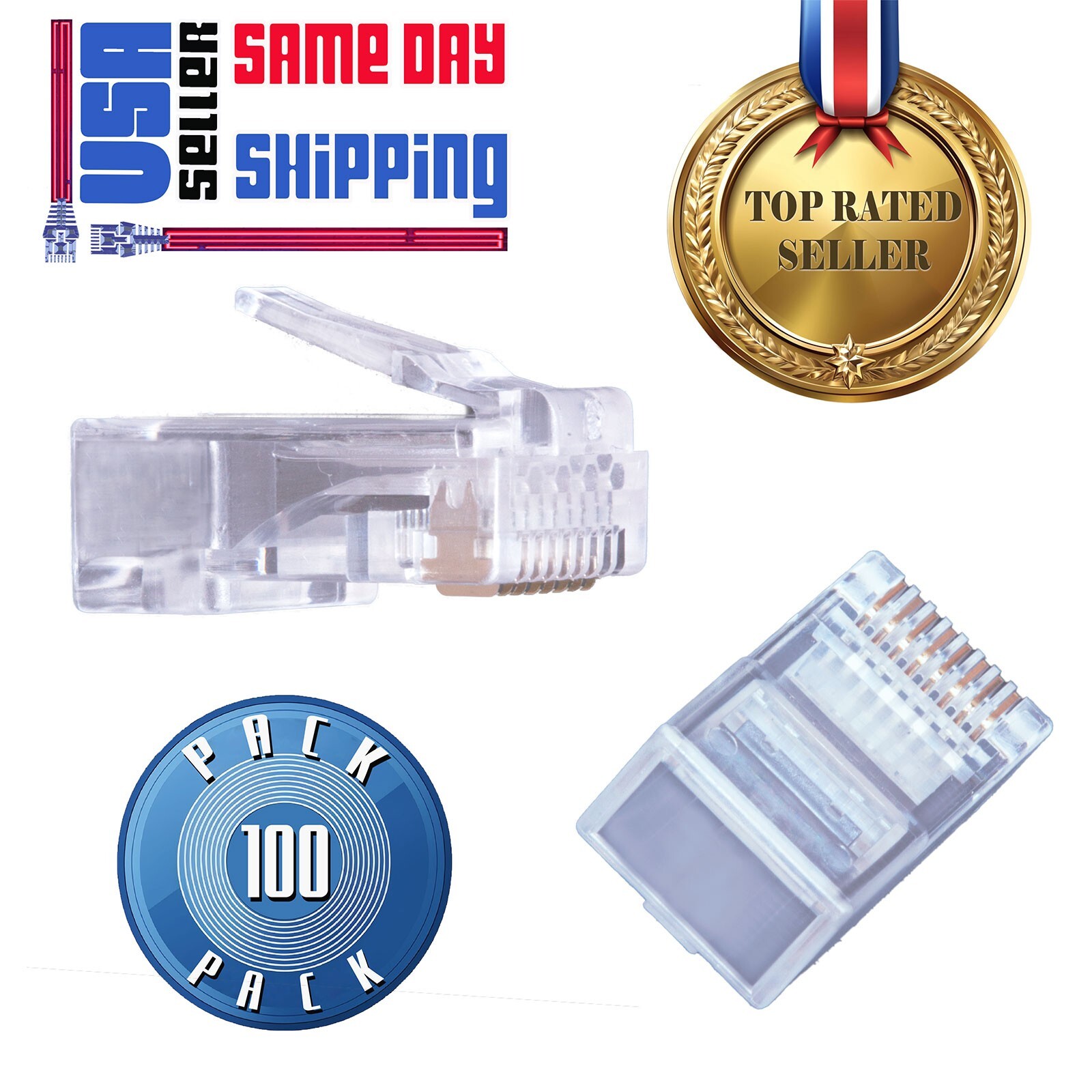 100-RJ45 CAT6 8P8C MODULAR PLUG CAT-6 FAST FREE SHIPPING!  Tuff Jacks Quality