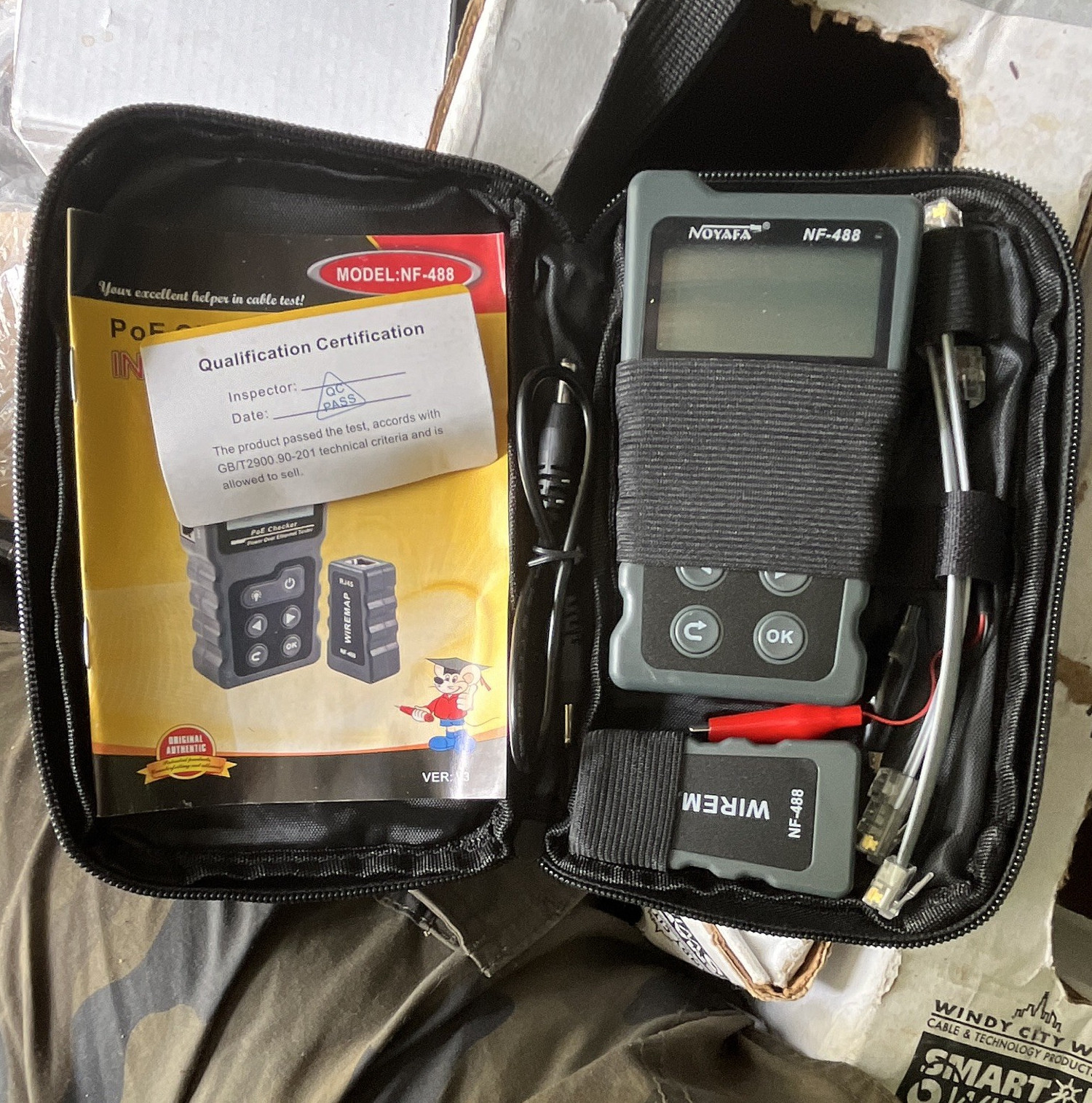 NOYAFA NF-488 RJ45 Network Cable Tester Kit w/ Remote, Test Leads & Case