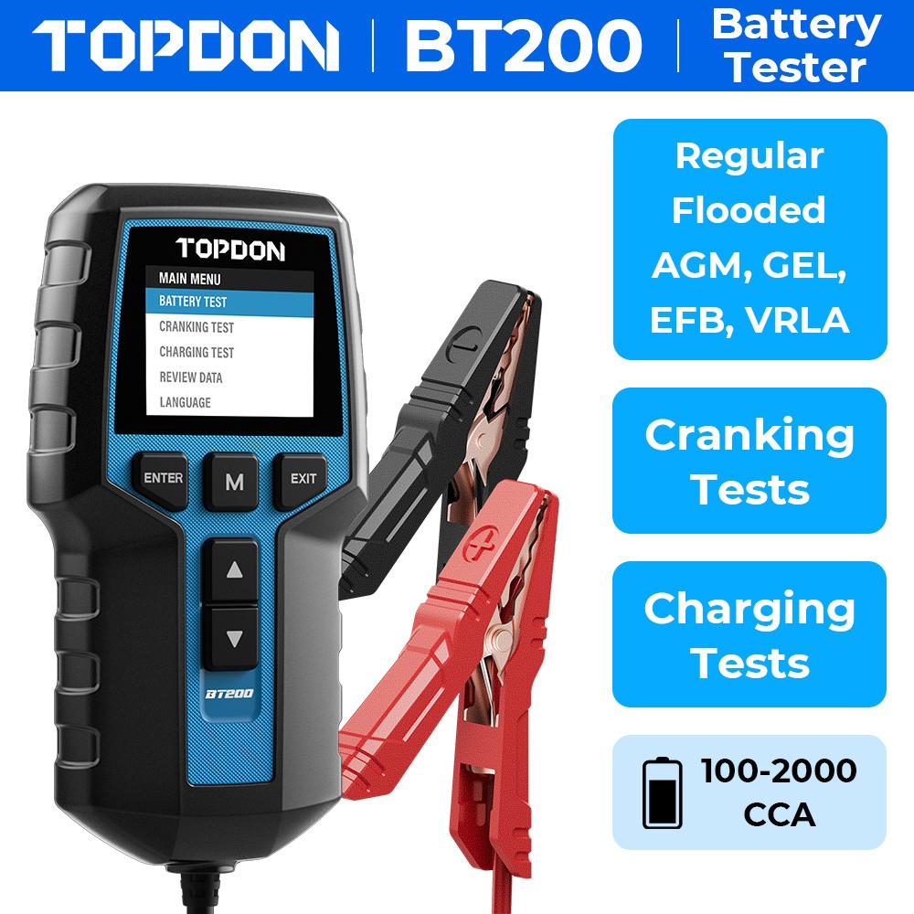 TOPDON BT200 Car Battery Tester 12V 24V  Load Tester Charging System Analyzer