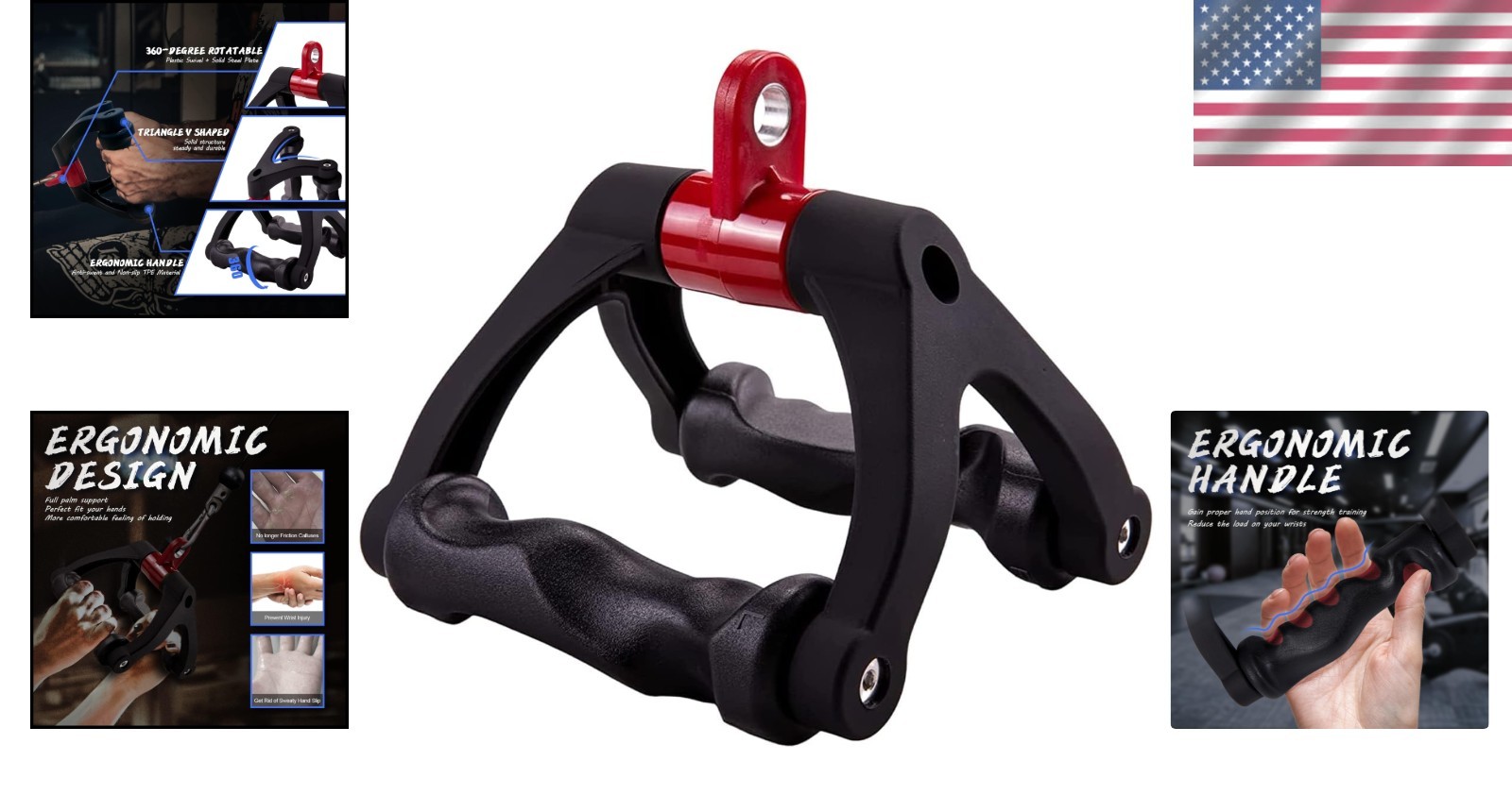 Anti-Slip Double D Handle for Cable Machines - Comfortable Ergonomic Design