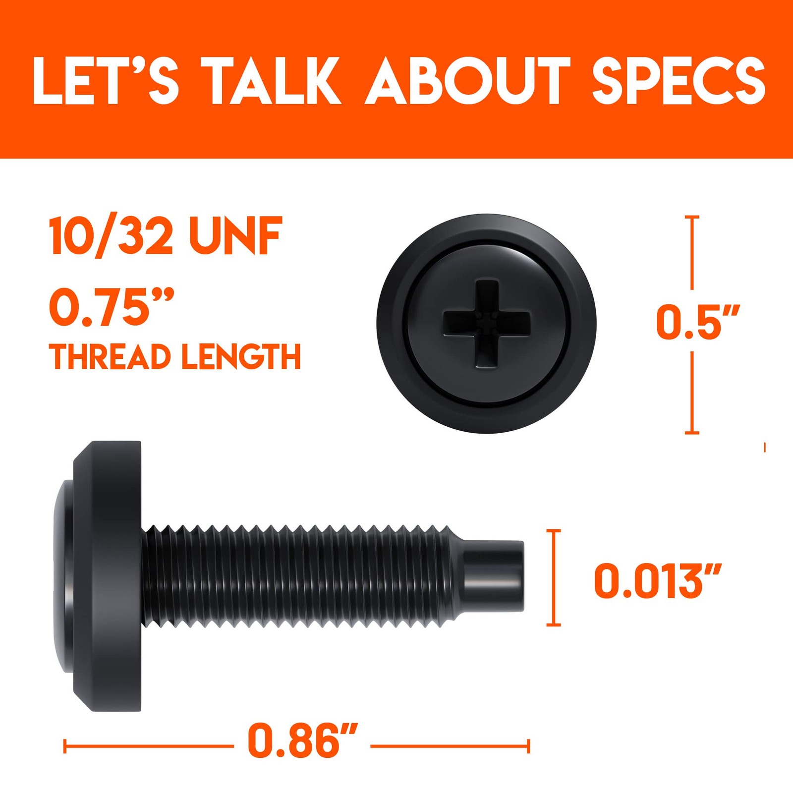 ECHOGEAR Server Rack Screws 25 Pack - 10/32 Steel with 25 Pack, Black