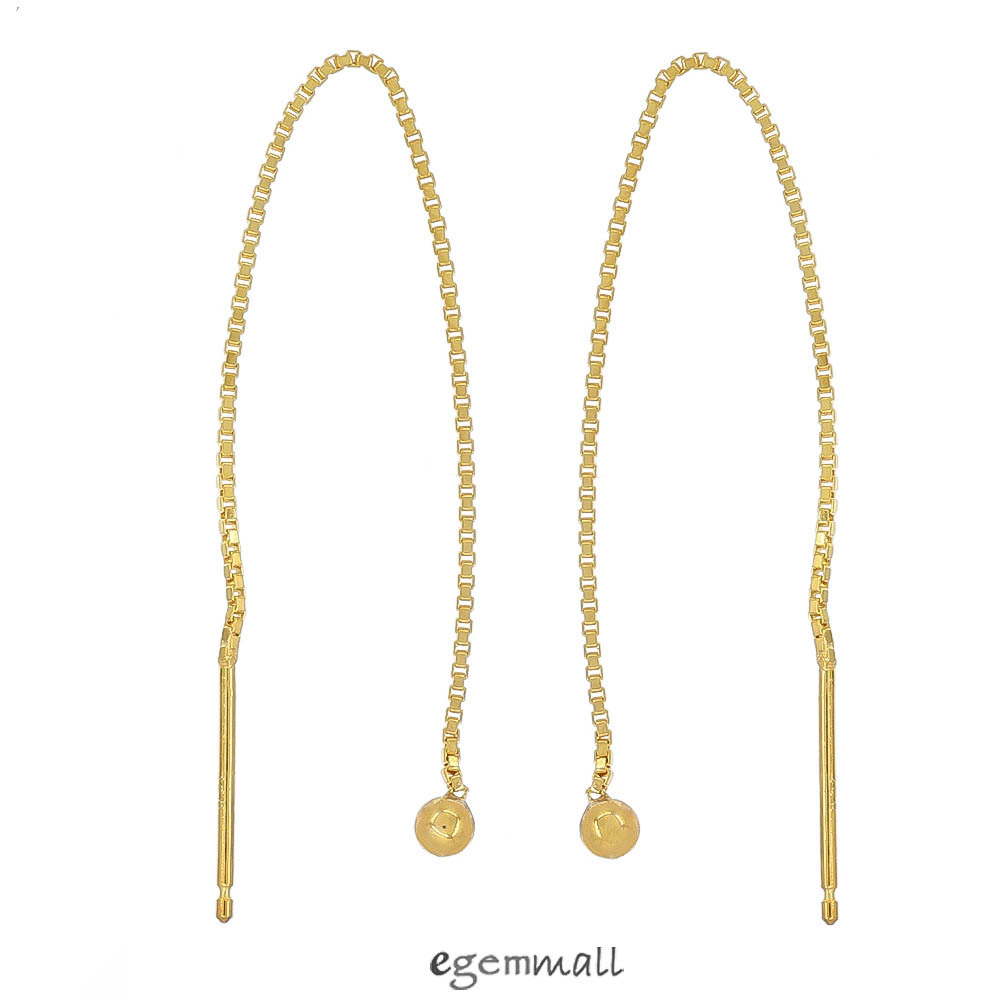 Gold Plated Sterling Silver Dangle Earrings Ear Thread with 3mm Stopper #99195