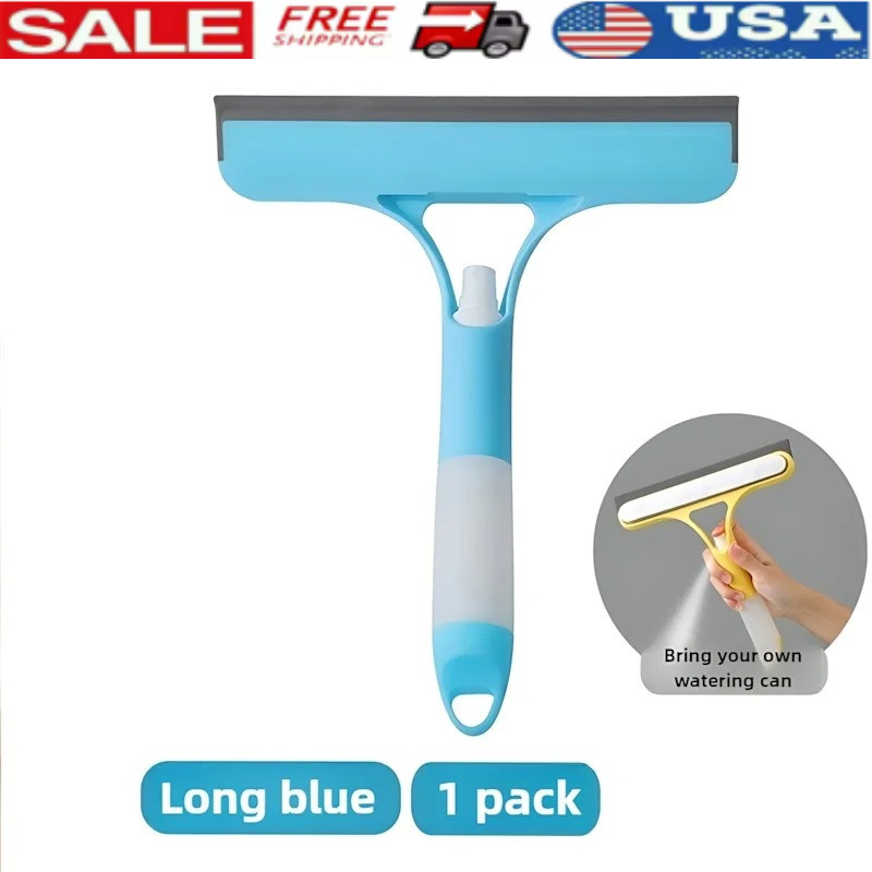 3 in 1 Window Cleaner Glass Squeegee Brush Streak Free Cleaning Tool Blue