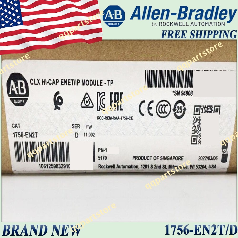 Factory Sealed AB 1756-EN2T/D ControlLogix EtherNet/IP Module 1756EN2T Free Ship