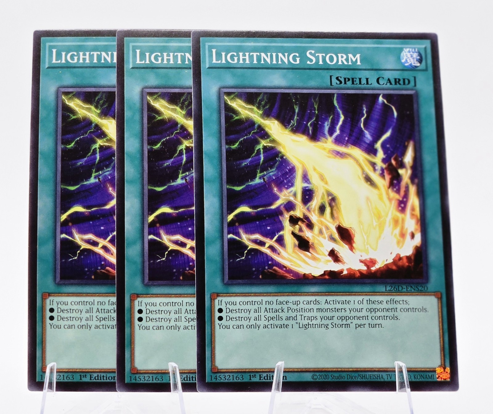 3x Lightning Storm L26D-ENS20 (Common) 1st Ed- NM - Yu-Gi-Oh!