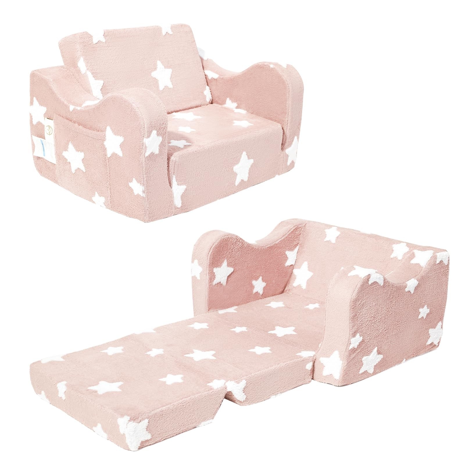 Couch, Couch for Fold Out, 2-in-1 Convertible Kid Sofa to Lounger Bed for Gir...