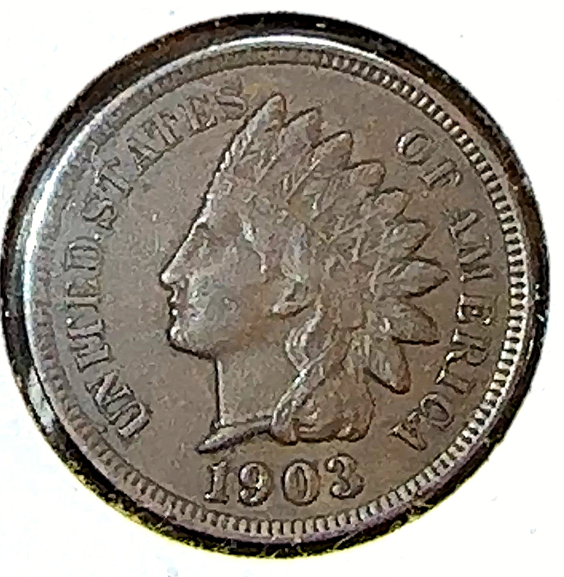 1903 Indian Cent Nice Original AU Full Diamonds CHRC