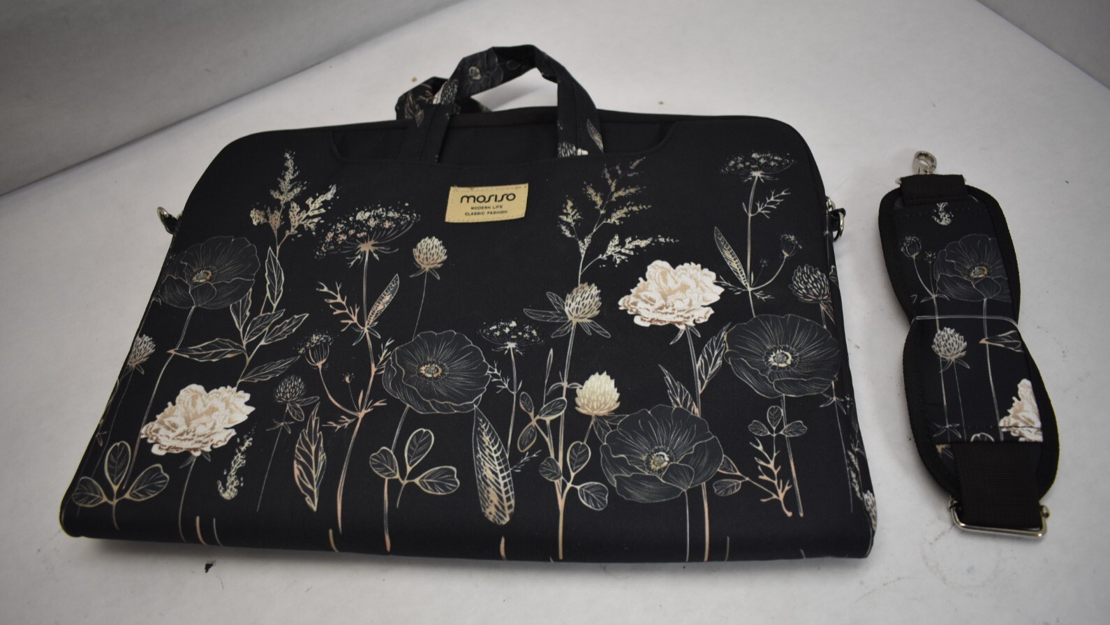 Mosiso Laptop Shoulder Bag Compatible w/ 2021 Macbook Air Pro 15" Black Bag