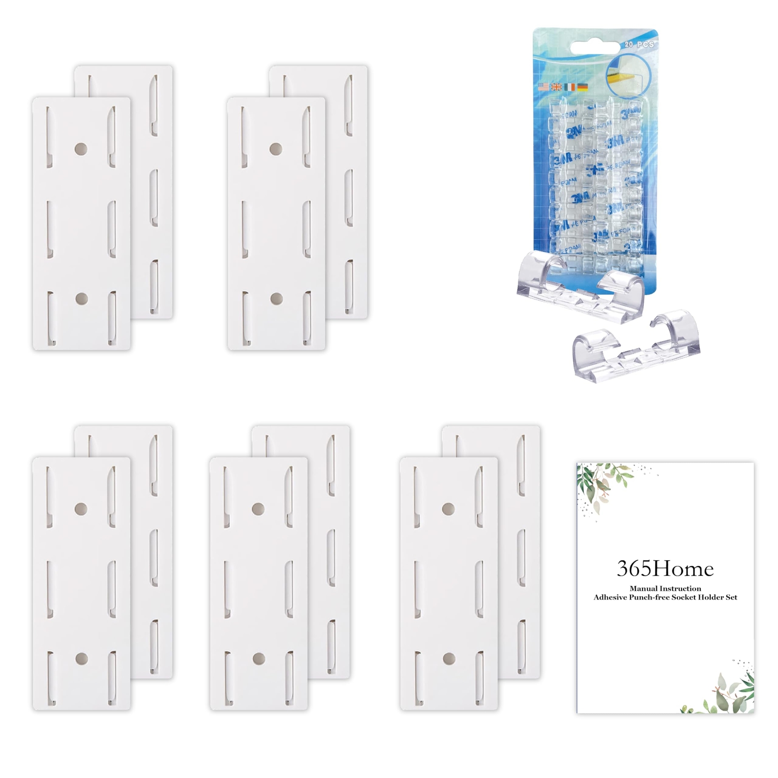 10pack Adhesive Punchfree Socket Holder Self Adhesive Desktop Socket Fixer Power