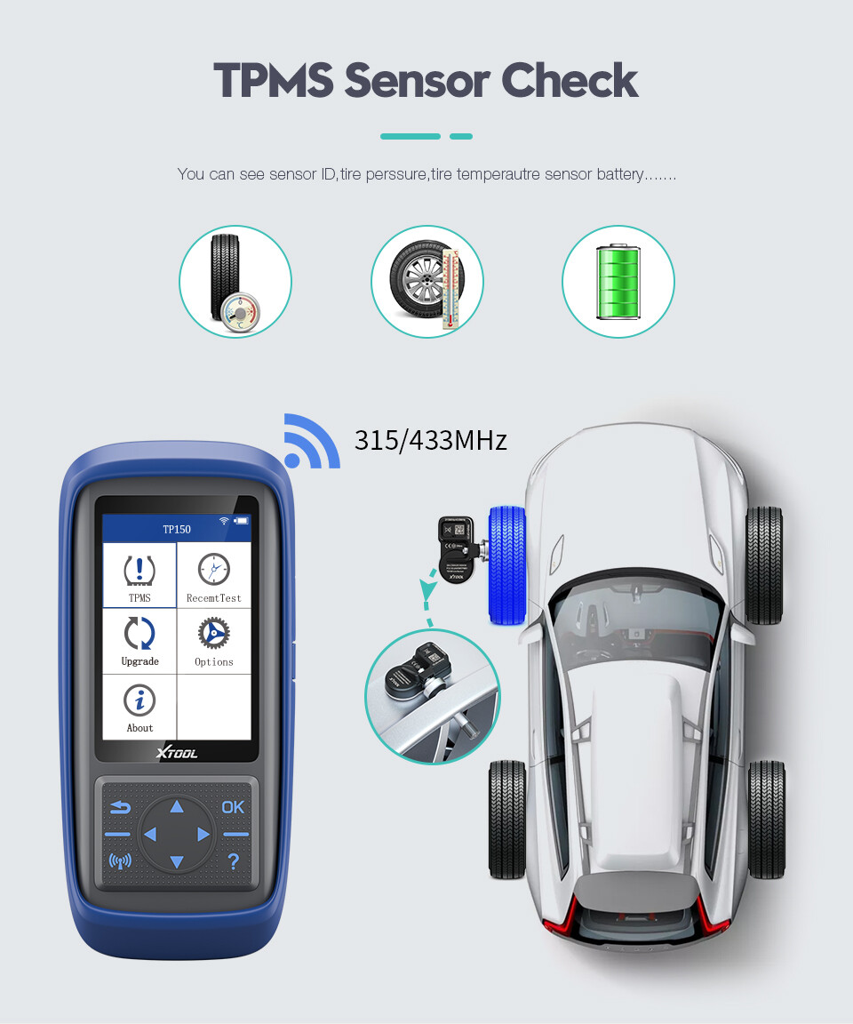 XTOOL TP150 TPMS Programmer Sensor Relearn Activate Tire Pressure Light Reset