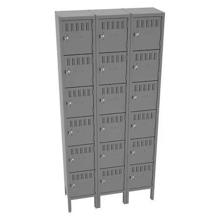 Tennsco Bs6-121212-3Mg Box Locker, 36 In W, 12 In D, 78 In H, (3) Wide, (6)