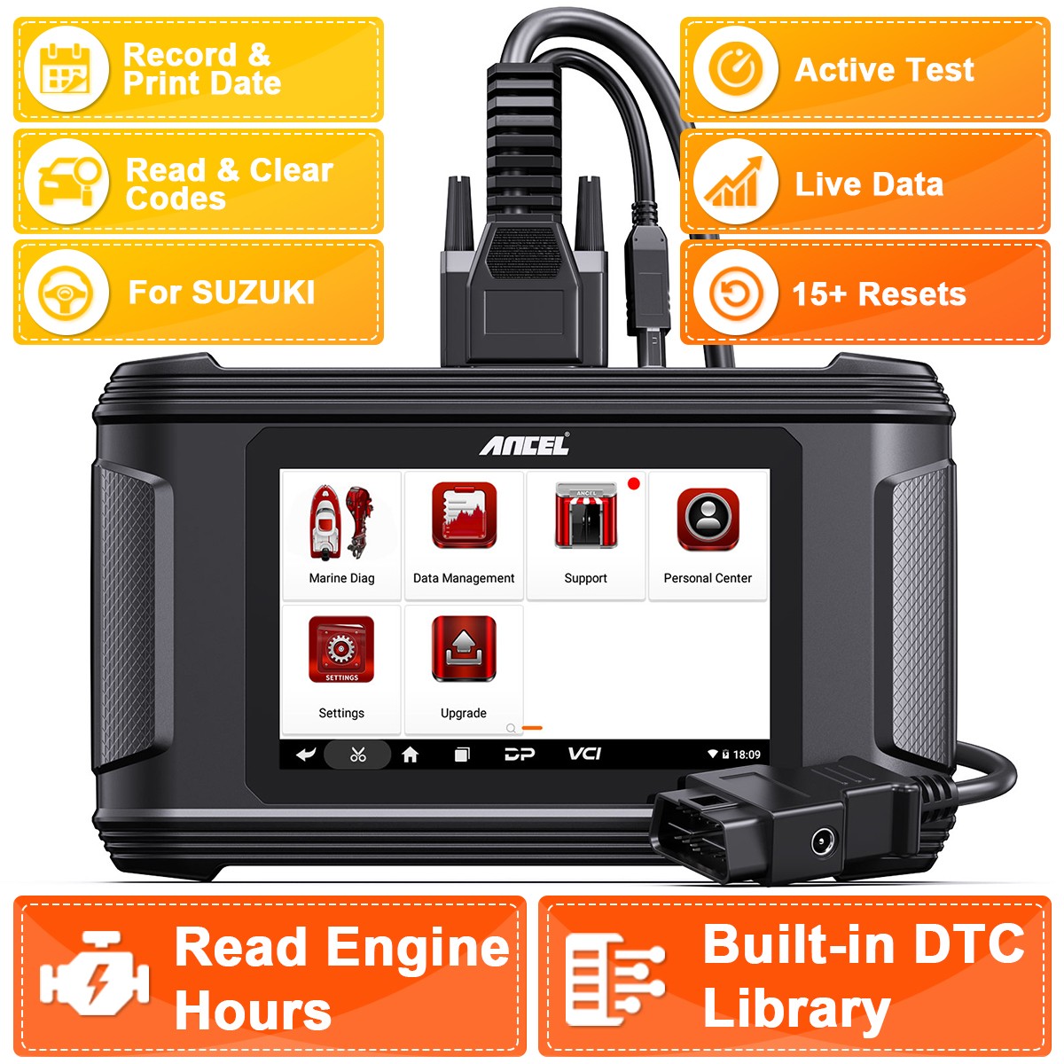 ANCEL MR500 Marine Scanner Tablet Watercraft & Outboard Fault Diagnostic Tool