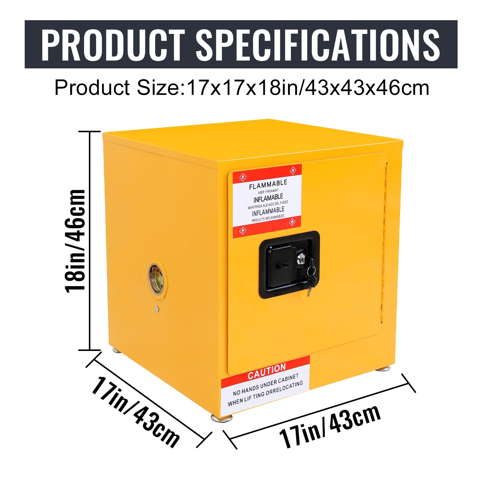 17x17x18 inch Double-Walled Fire Safety Cabinet with Air Isolation Layer