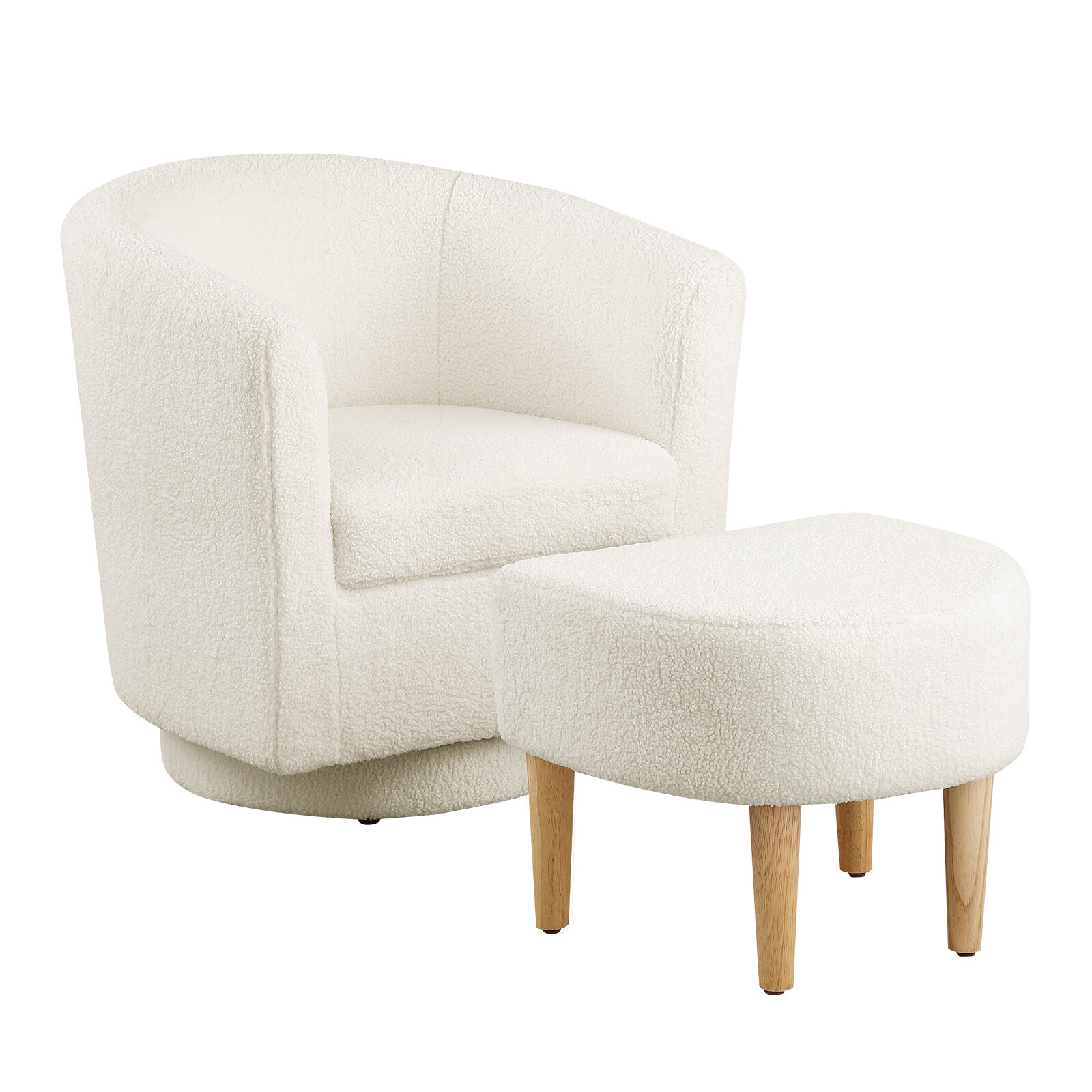 Modern Swivel Accent Chair w/ Ottoman Upholstered Club Tub Barrel Armchair Sofa