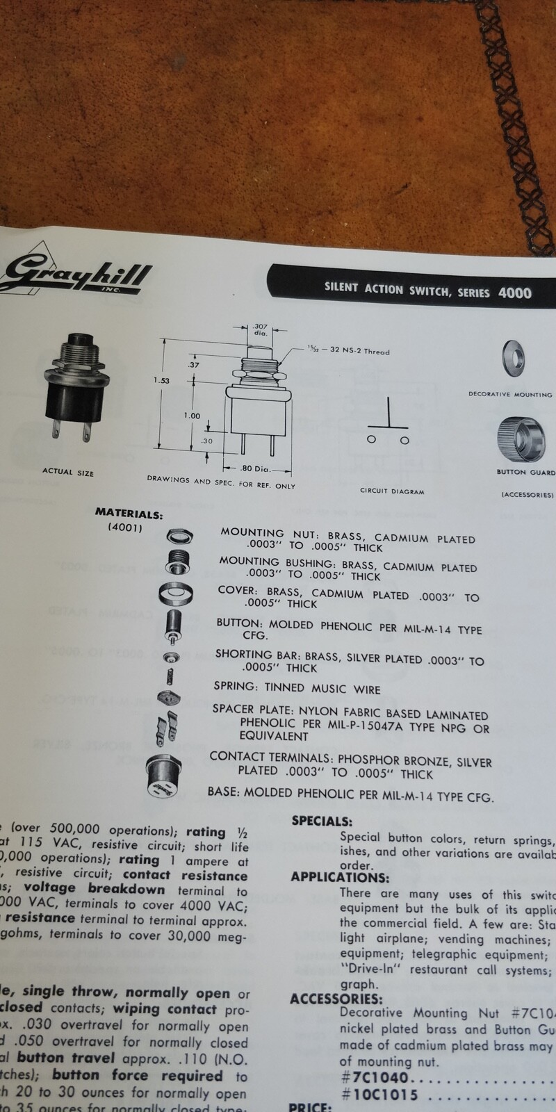 1958 Grayhill Inc ~ Catalog ~ Electronic components