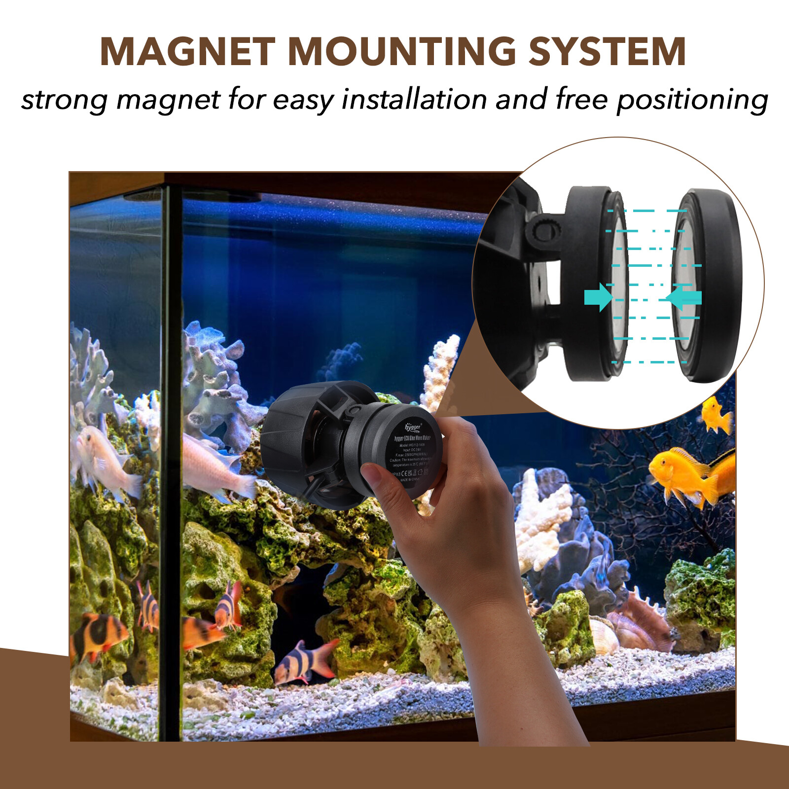 hygger DC Wave Maker with Controller 1500/2300GPH 20-150Gal 24/7 Magnetic Pump