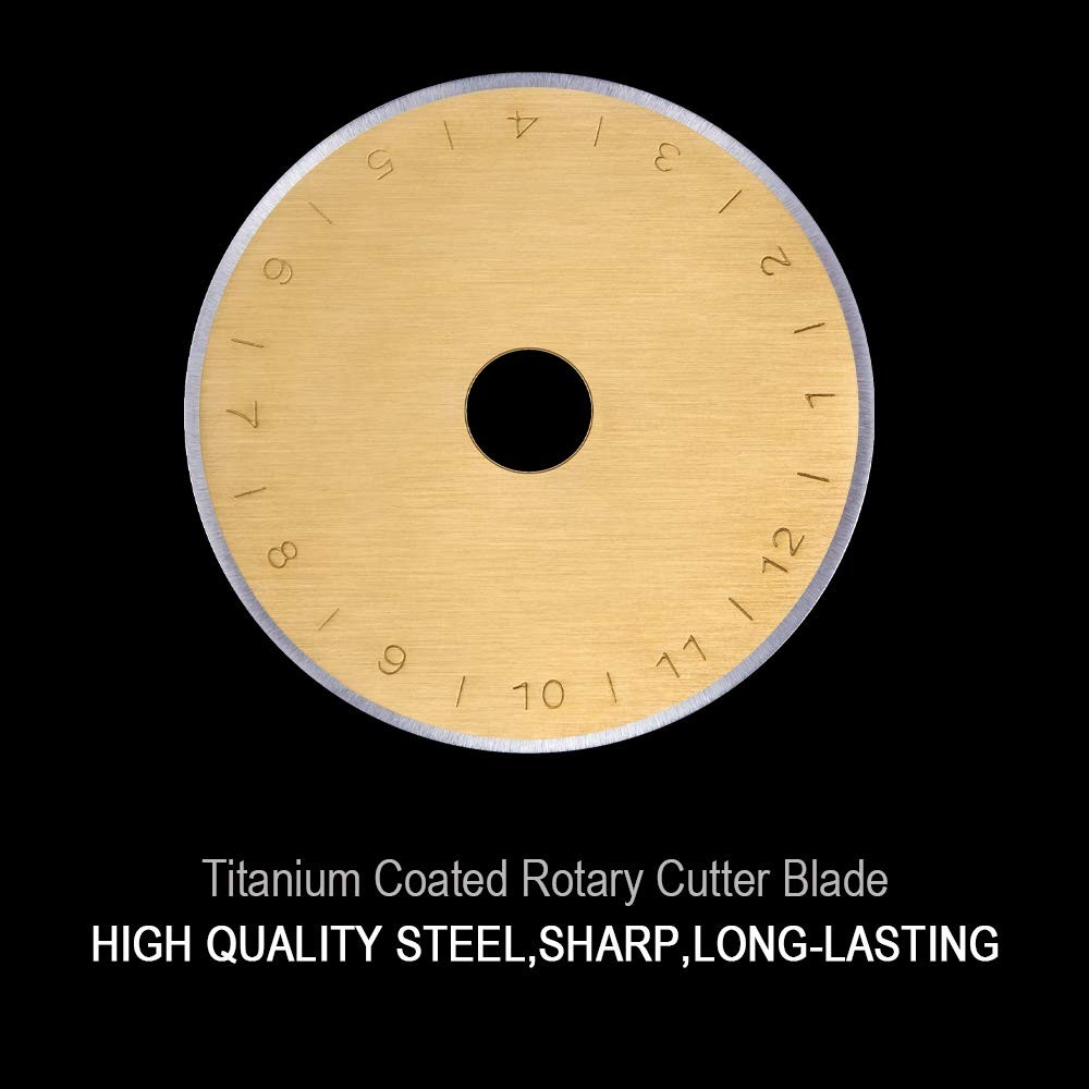 HEADLEY TOOLS Titanium Coated 45mm Rotary Cutter Blades 15 Pack Fits Olfa,