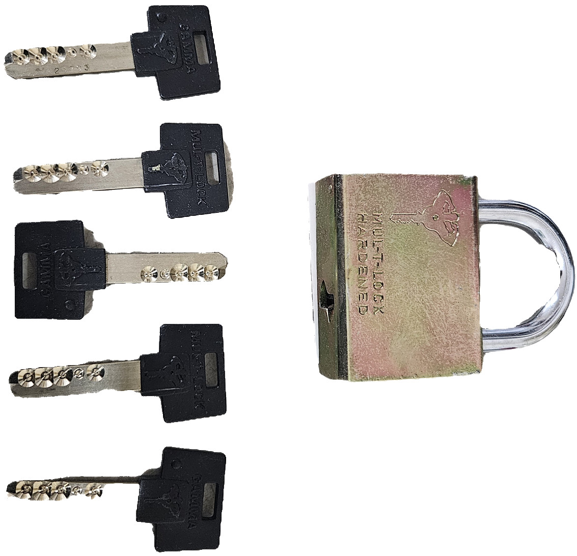 Mul-T-Lock #10 C Series Padlock 1-1/4" Clearence 006 KEYWAY NO CARD With 5 Keys