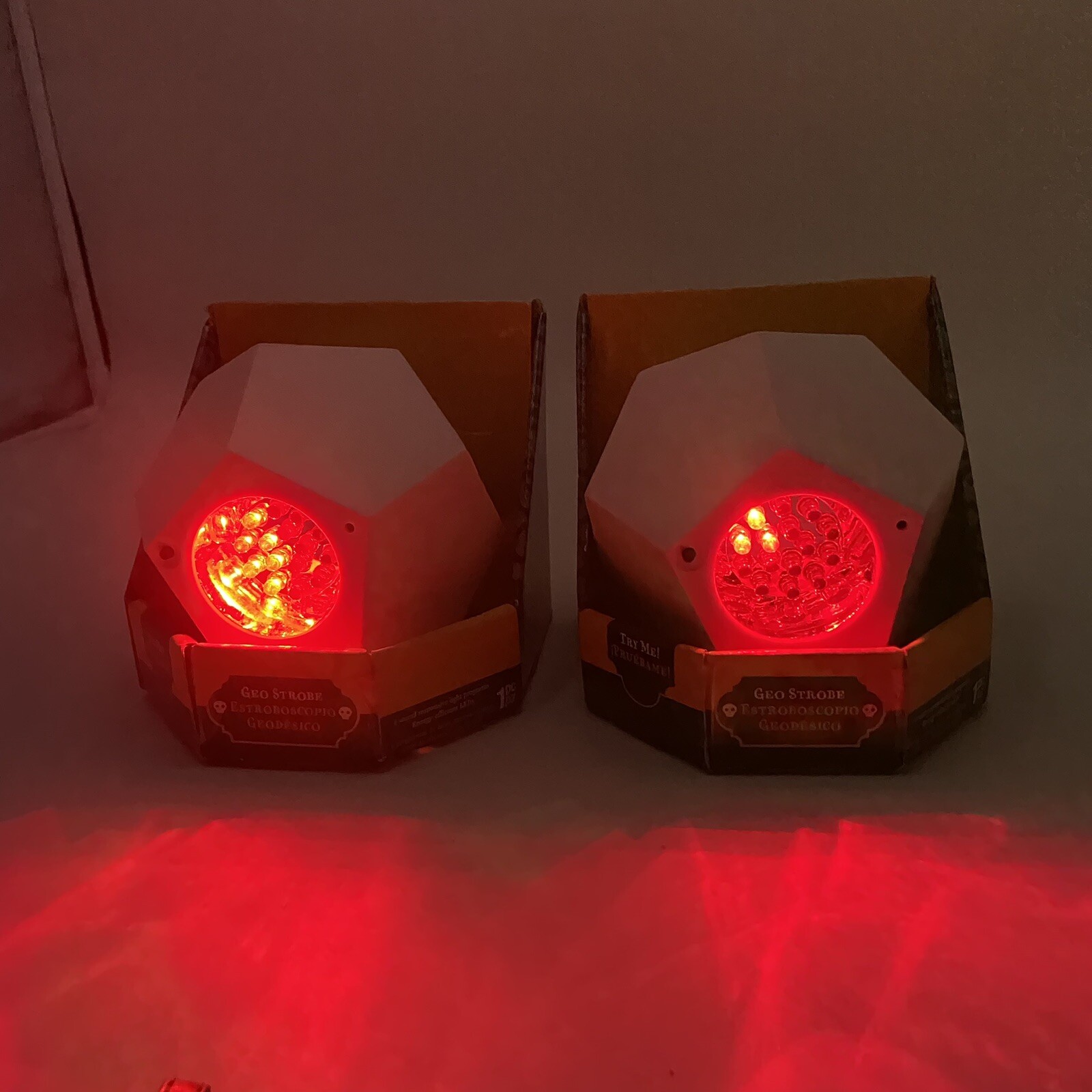 (2) Geo Strobe LED Color changing Projection Sound Response Gemmy White