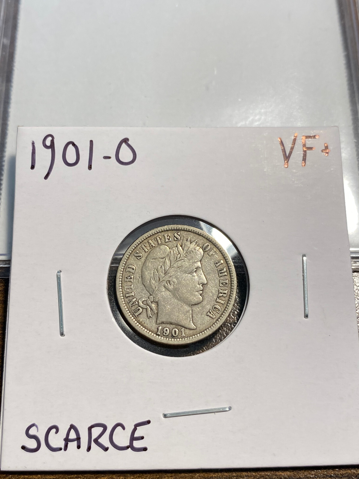 1901-O Barber Silver Dime 10C VERY FINE+ (VF+) PLUS