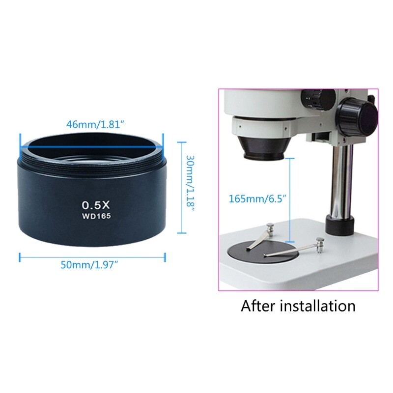 0.5X Barlow Auxiliary Objective Lens for Stereo Microscope 1-7/8" WD165