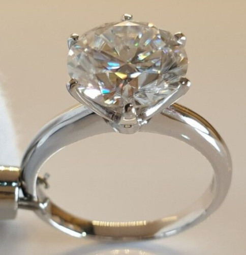 7.20 Ct Treated Off White Certified Diamond Solitaire Band Ring In 925 Silver