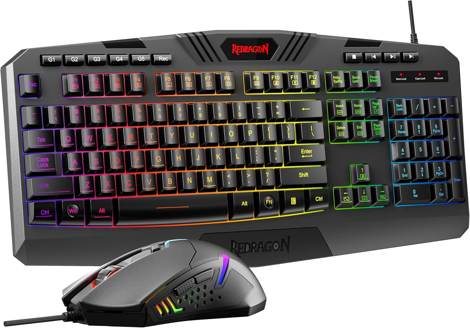 S101-3 PRO Gaming Keyboard and Mouse, RGB Backlit Programmable Keyboard Mouse wi