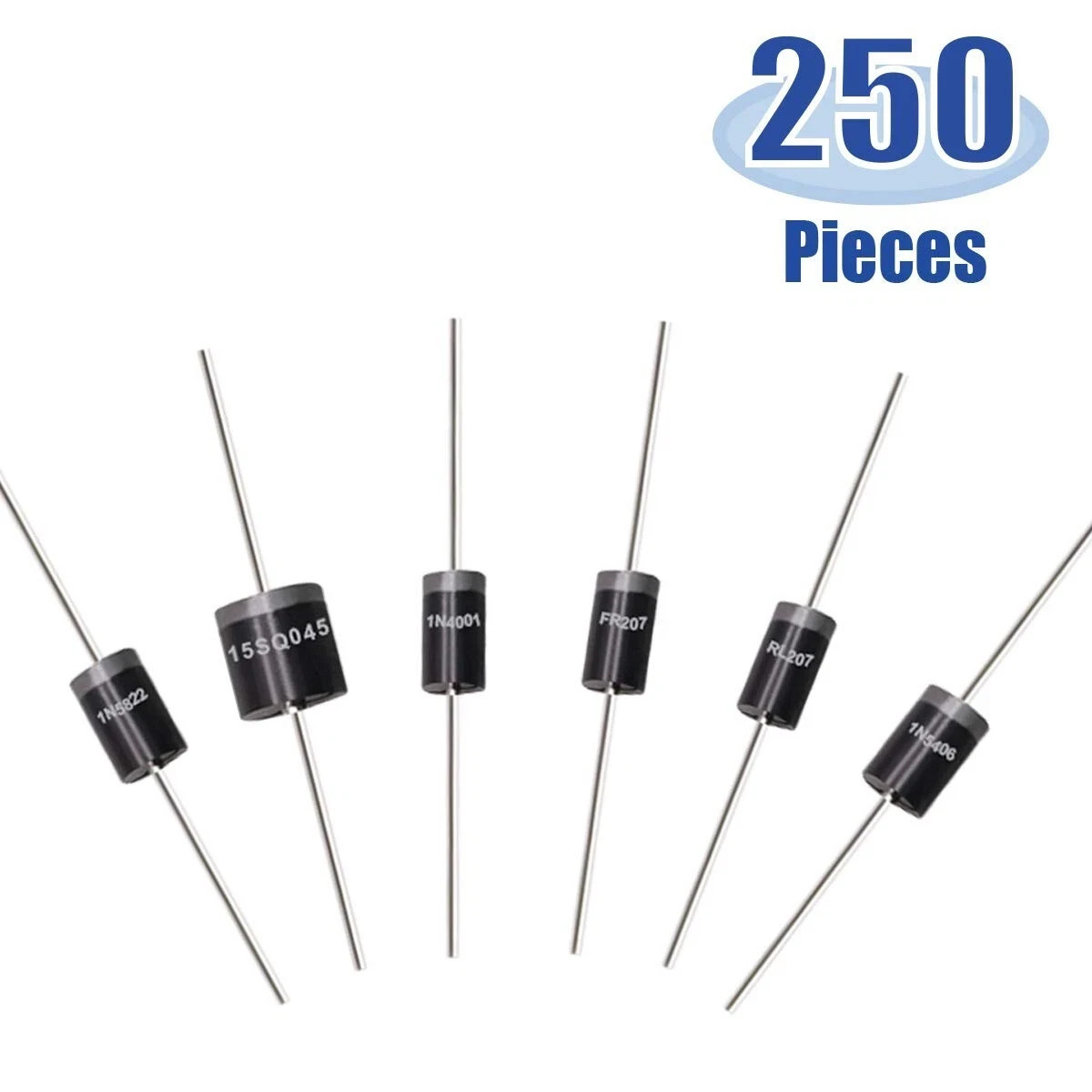 250 Pcs 16 Values Rectifier/Schottky/Fast Recovery/Switch Diode Assortment Kit,1