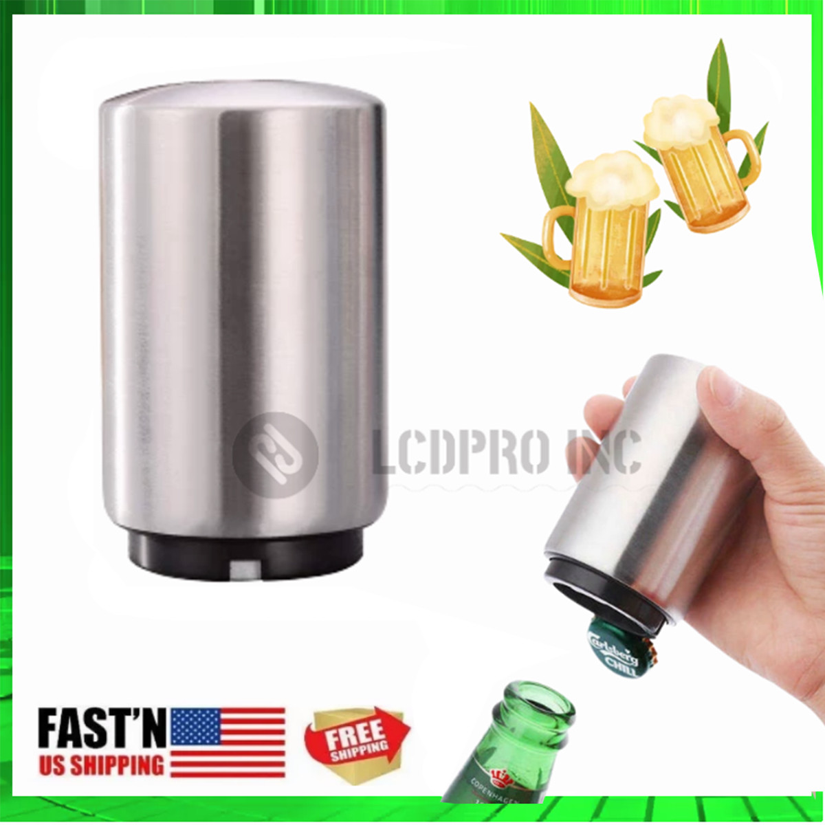 Automatic Beer Soda Bottle Opener Stainless Steel Magnetic Bottle Caps Bar Party