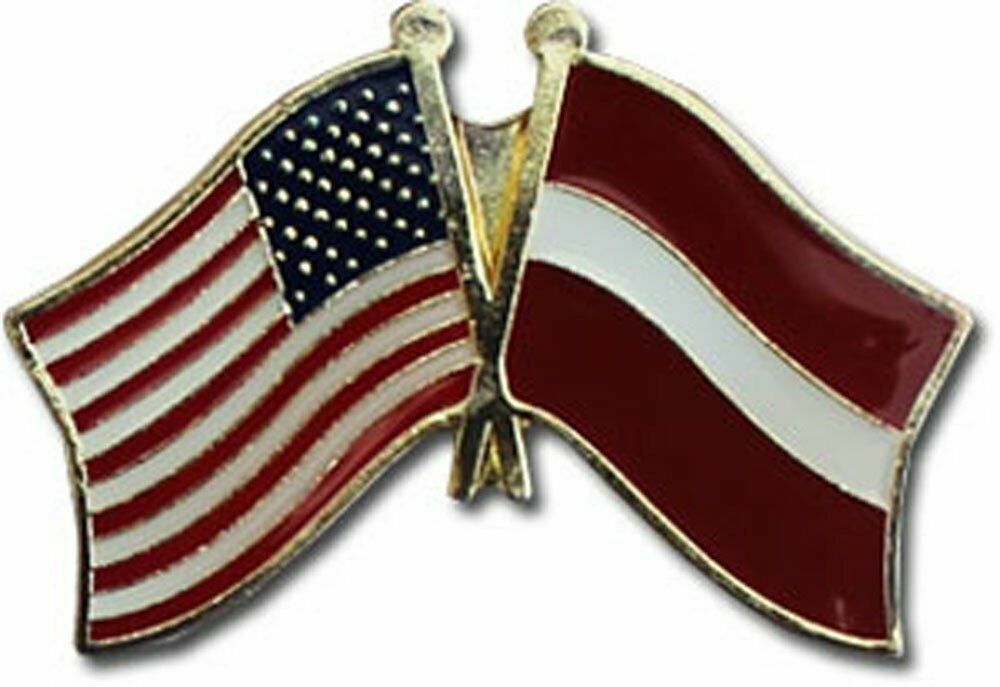 USA American Latvia Friendship Flag Bike Motorcycle Hat Cap lapel Pin