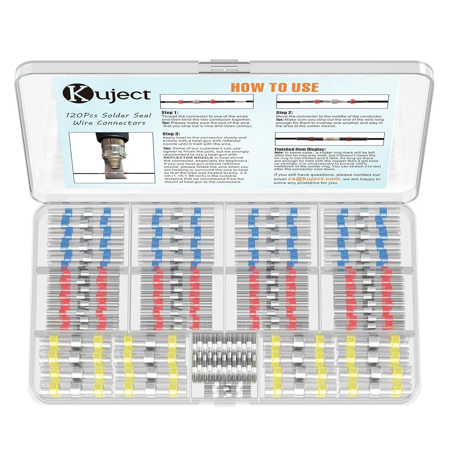 Solderless Waterproof Butt Connectors - 120PCS Heat Shrink Electrical Terminals