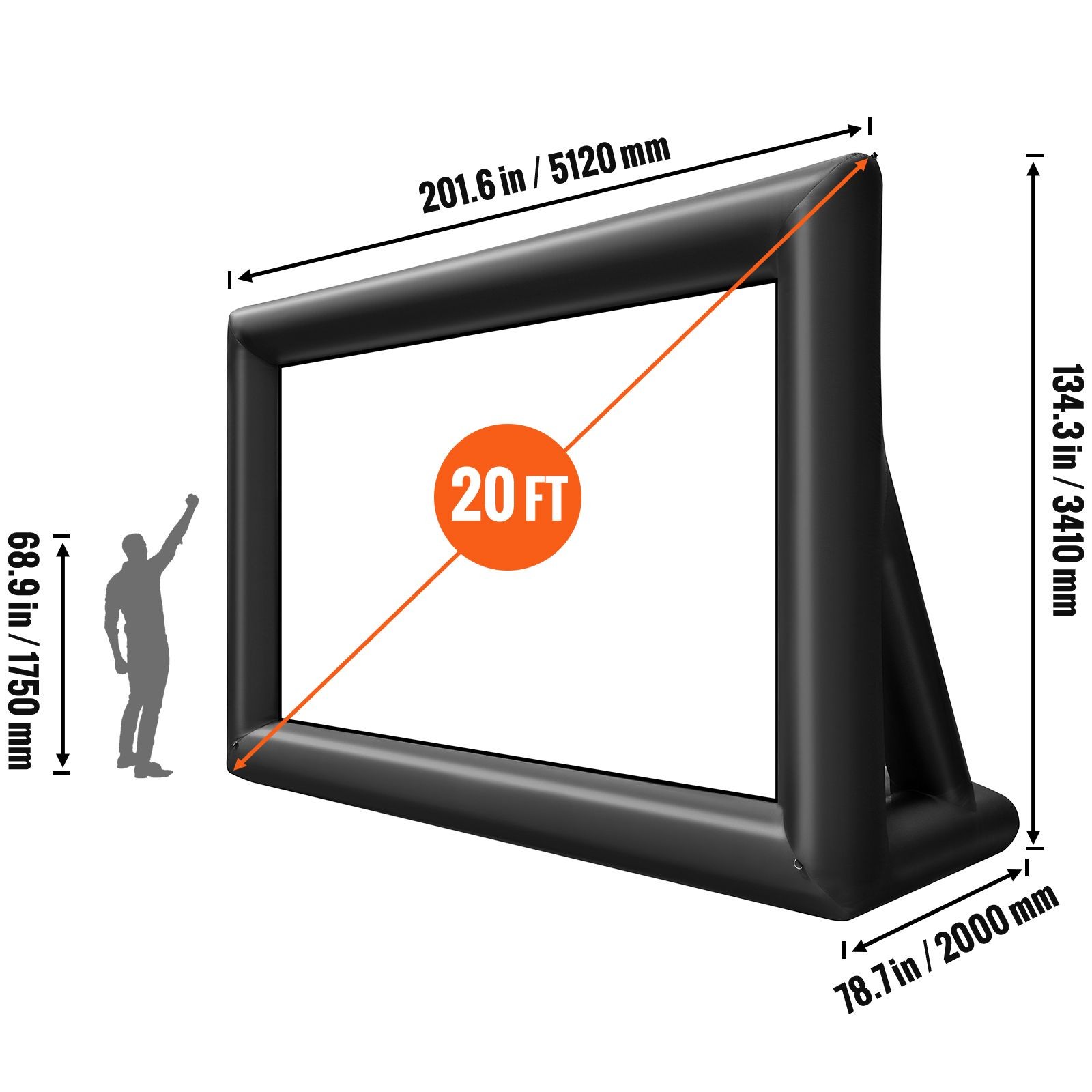 20FT Outdoor Inflatable Screen 350W Blower